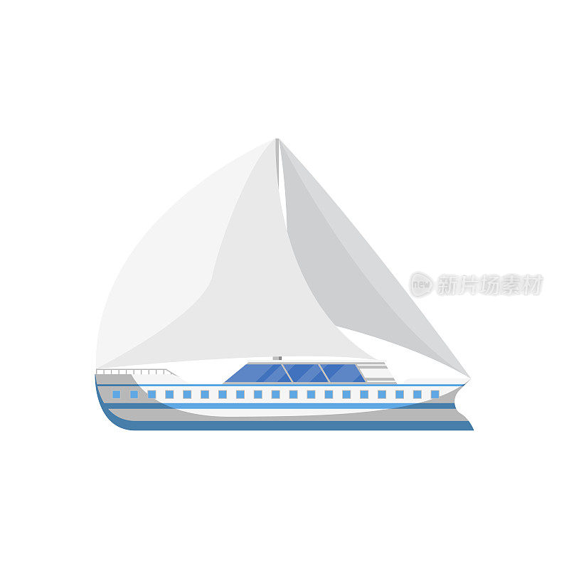 Ocean yacht side view isolated icon
